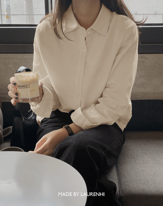 [Made Lauren]허그 기모 루즈핏 코튼 셔츠 - 2 color