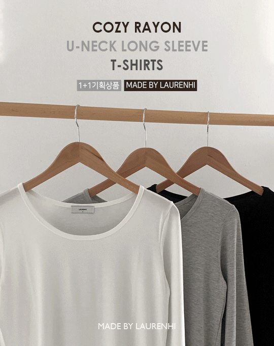 [Made Lauren]코지 레이온 유넥 긴팔 티셔츠 - 6 color