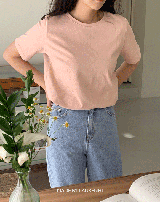 [Made Lauren]스프링 코튼 라운드 반팔 티셔츠 - 6 color